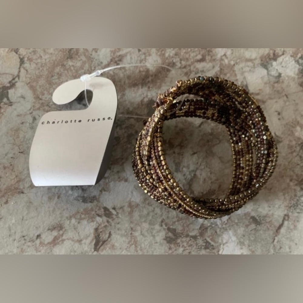 Charlotte Russe Bracelet Brown/Gold Beaded